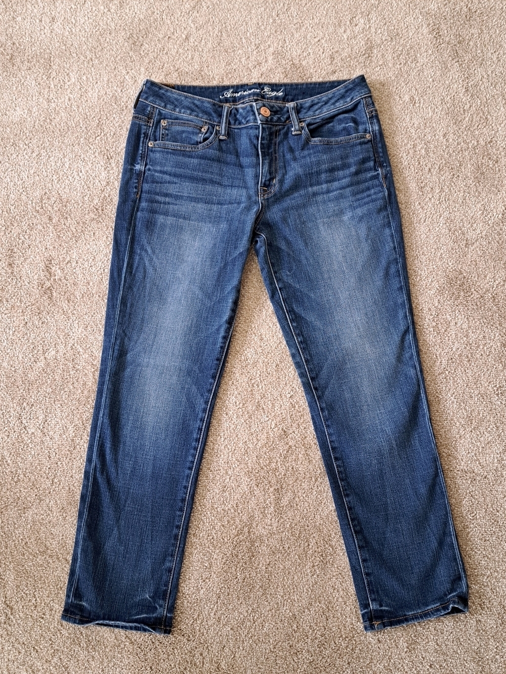 American Eagle Slouchy Jeans Women's 6 Blue Denim Relaxed Fit Mid Rise Jeans